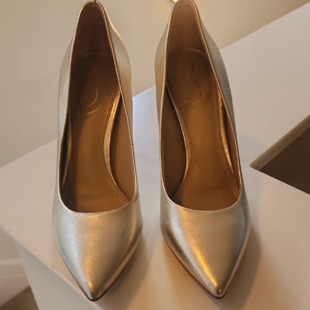 Sam Edelman Silver Stiletto Heels with Pointed Toe